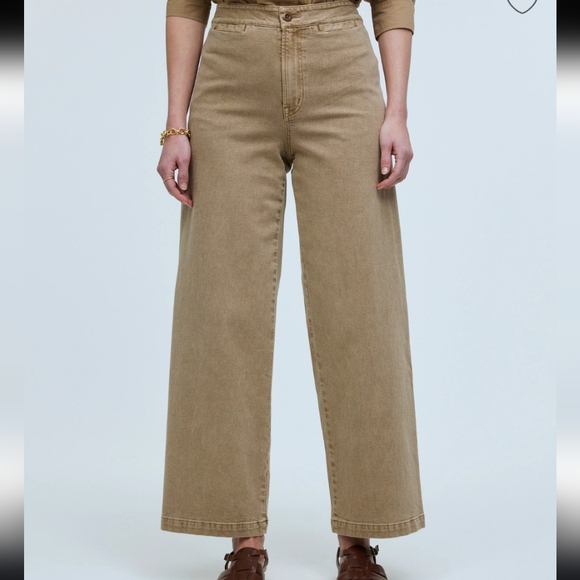 Madewell Denim - Madewell The Petite Curvy Emmett Wide Leg Crop Pant SzP25 Tan Women